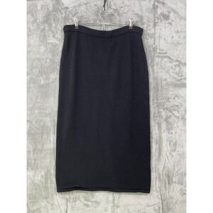 ST. JOHN BASICS SIZE‎ 8 SKIRT BLACK SANTANA KNIT PULL ON  LONG W/ BACK SLIT